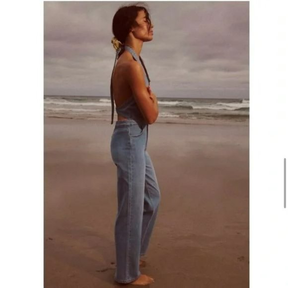 ZARA TRF DENIM HALTER NECK JUMPSUIT - Picture 9 of 9